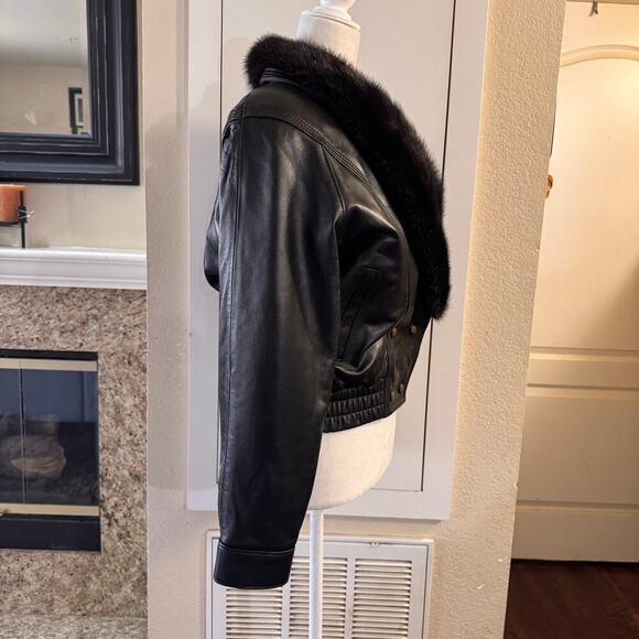 Vintage Kaiser x Mob Wife Pennylane Italian Leather Cropped Jacket Black Medium - Picture 5 of 10